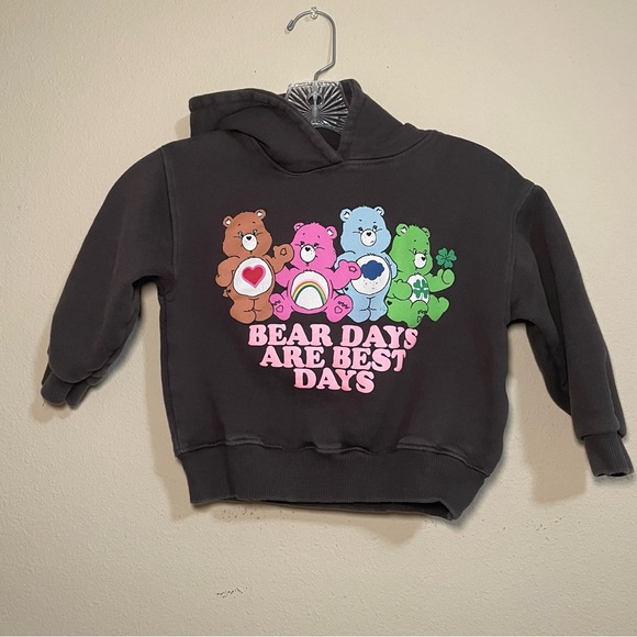 Zara Other - ZARA Care Bears Hoodie Toddler 6Y Black Graphic Pullover “Bear Days” Sweatshirt